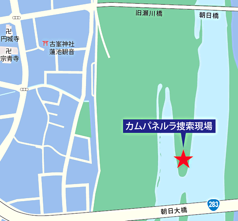 地図：カムパネルラ捜索現場